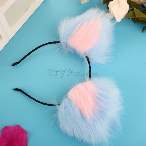 8 blue pink furry hair sticks headdress (9)