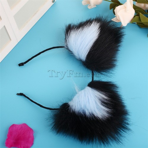 9 Blue black furry hair sticks headdress (1)