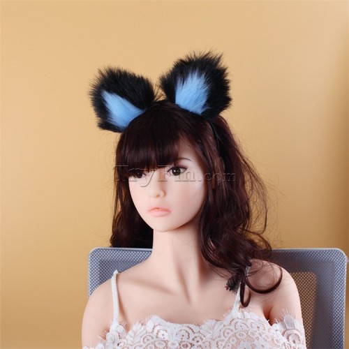 9 Blue black furry hair sticks headdress (2)