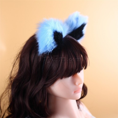 9 Blue black furry hair sticks headdress (7)