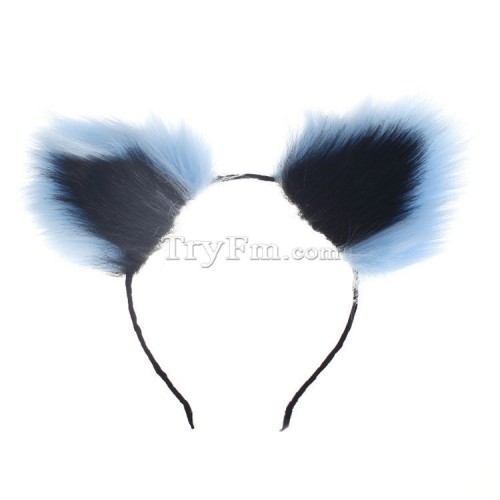 9 Blue black furry hair sticks headdress (8)