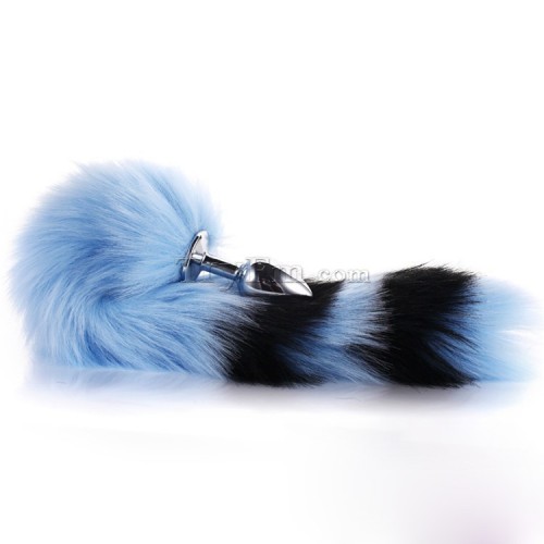 9 Blue black furry tail anal plug (19)