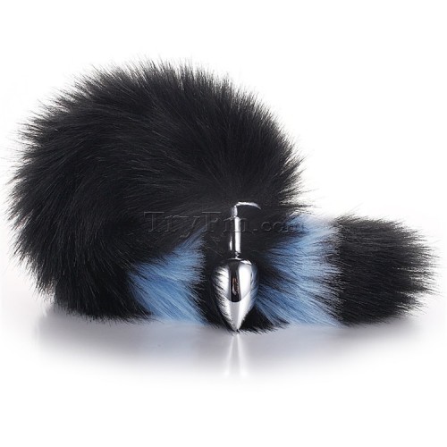 9 Blue black furry tail anal plug (2)