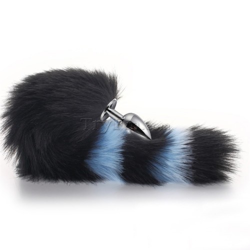 9 Blue black furry tail anal plug (4)