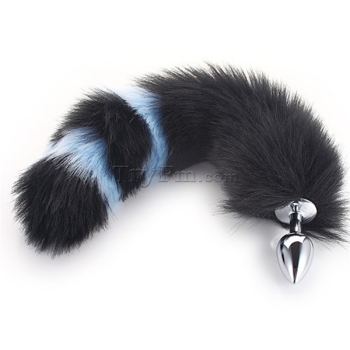 9 Blue black furry tail anal plug (5)
