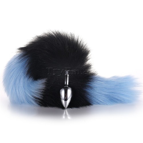9 Blue black furry tail anal plug (7)