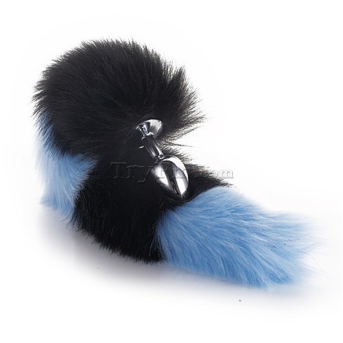9 Blue black furry tail anal plug (8)