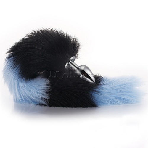 9 Blue black furry tail anal plug (9)