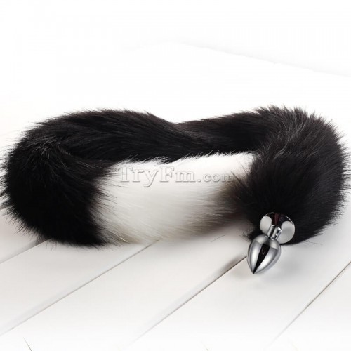 1b 30 inch white black long tail anal plug3