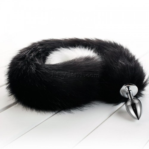 1b 30 inch white black long tail anal plug4