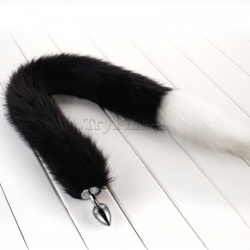 1b 30 inch white black long tail anal plug5