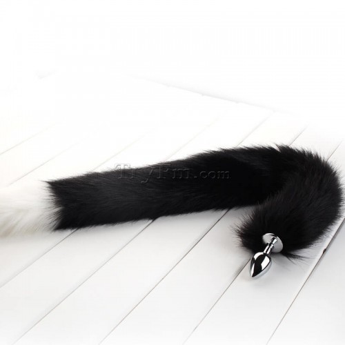 1b 30 inch white black long tail anal plug6