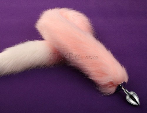 2b 30 inch pink white long tail anal plug6