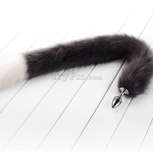 3b 30 inch white grey long tail anal plug2