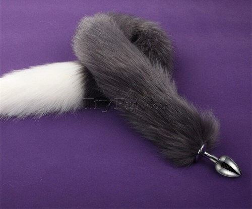 3b 30 inch white grey long tail anal plug5