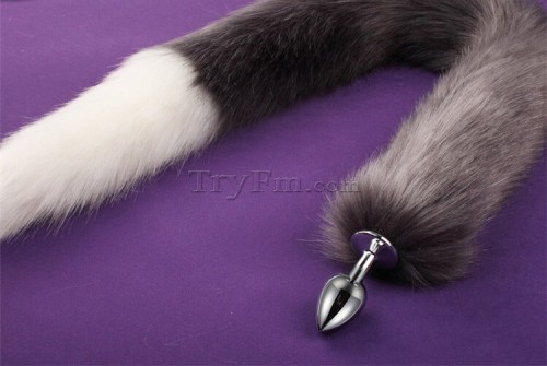 3b 30 inch white grey long tail anal plug6