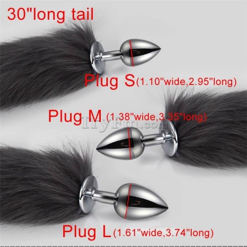 3b 30 inch white grey long tail anal plug7
