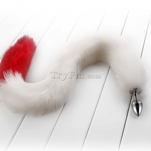 5a 30 inch white red long tail anal plug1