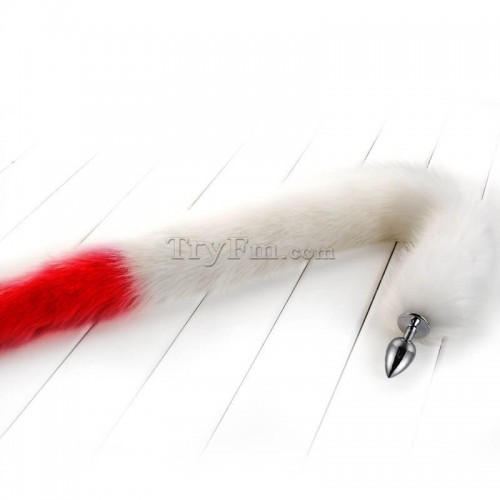 5a 30 inch white red long tail anal plug2