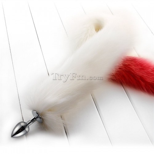 5a 30 inch white red long tail anal plug3
