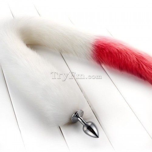 5a 30 inch white red long tail anal plug4