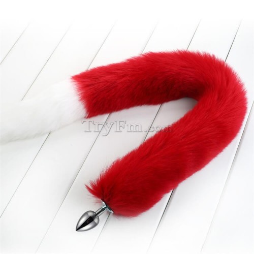 5b 30 inch white red long tail anal plug1