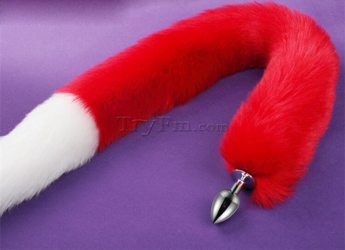 5b 30 inch white red long tail anal plug5