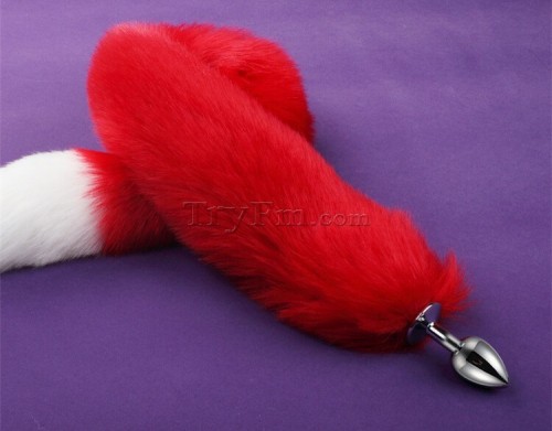 5b 30 inch white red long tail anal plug6