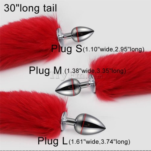 5b 30 inch white red long tail anal plug7
