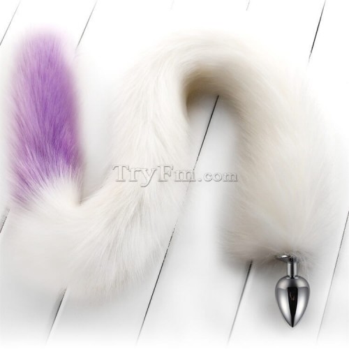 6a 30 inch white purple long tail anal plug1