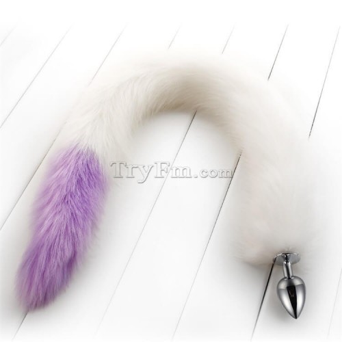 6a 30 inch white purple long tail anal plug2