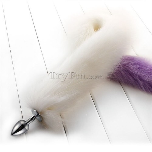 6a 30 inch white purple long tail anal plug4