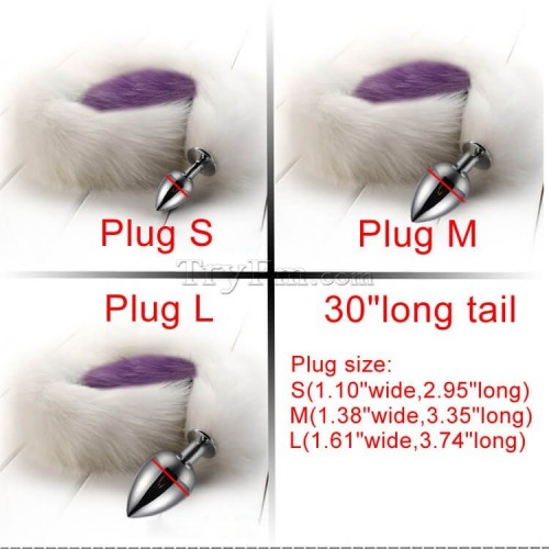 6a 30 inch white purple long tail anal plug5