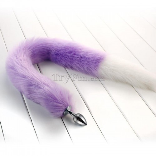 6b 30 inch white purple long tail anal plug1