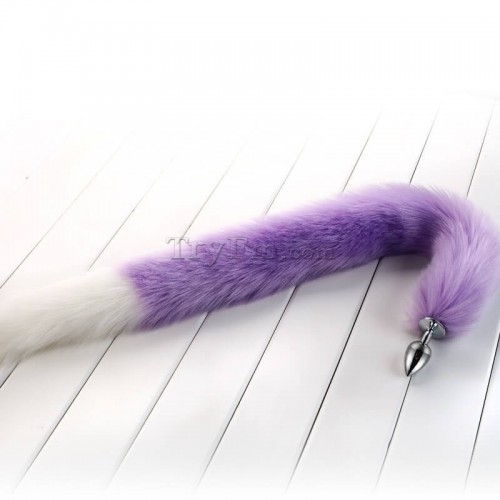 6b 30 inch white purple long tail anal plug3