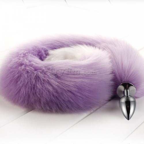 6b 30 inch white purple long tail anal plug6