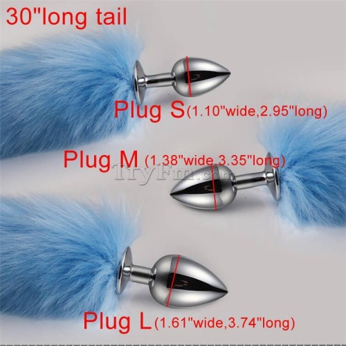 7b 30 inch white blue long tail anal plug5